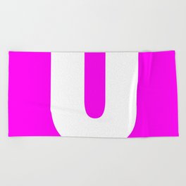 U (White & Magenta Letter) Beach Towel