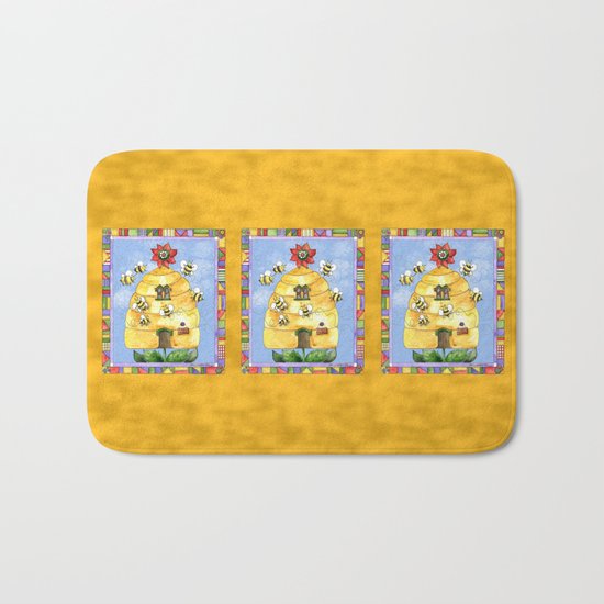 Busy Bees with Border Bath Mat