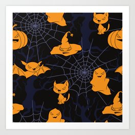 Kawaii Halloween Pattern Art Print