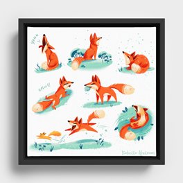 Foxy Poses Framed Canvas