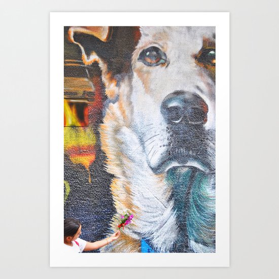 Few flowers as a tribute to the Loukanikos dog from Elisavet Art Print