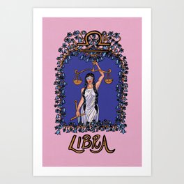 Libra: Art Nouveau Zodiac Art Print
