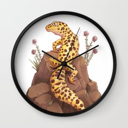 Leopard Gecko on the rocks Wall Clock