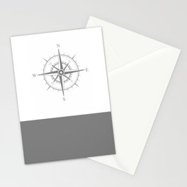 Vintage Nautical Compass - Gray & White Stationery Card