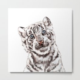 Baby White Tiger Metal Print