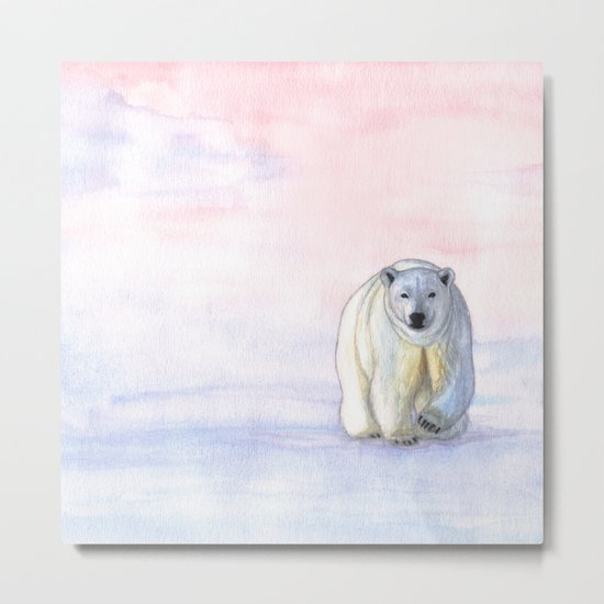 Polar bear in the icy dawn Metal Print