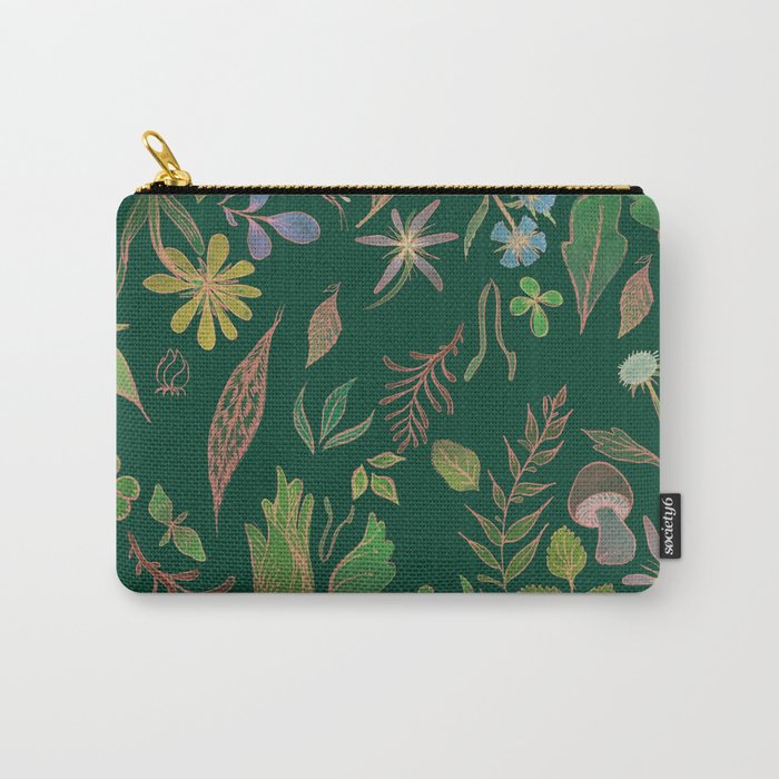 Emerald Flora Carry-All Pouch