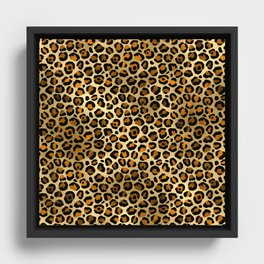 Gold Leopard Design Pattern Framed Canvas