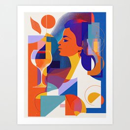 Woman and Cocktail Abstract Art #31 Art Print