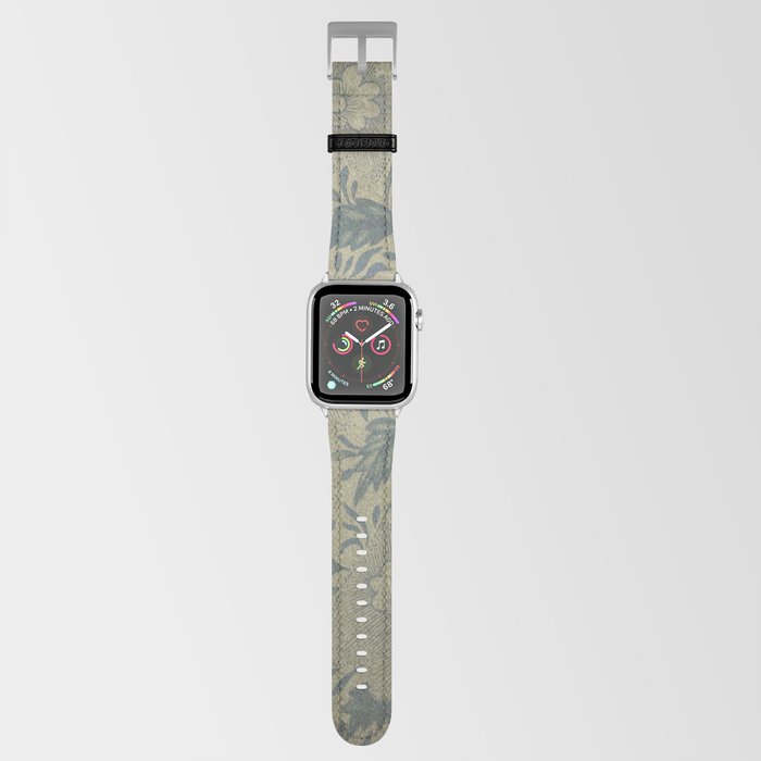 Blue and White Ornaments Leaves Pattern Design Apple Watch Band