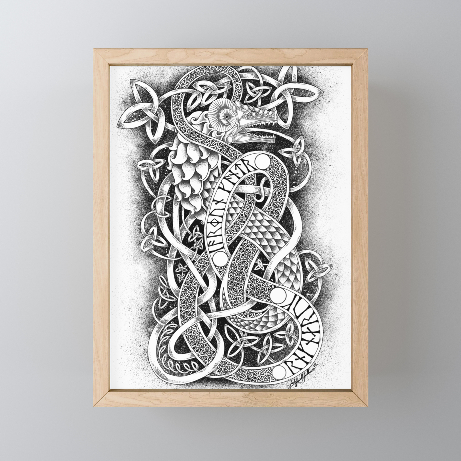 Wallpaper Jormungandr The Midgard Serpent Framed Mini Art Print By Mythiccomicsandart Society6 Free