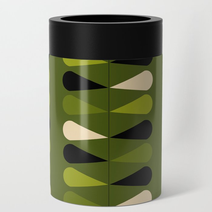 Green mid century atomic 1950s leaf pattern Can Cooler