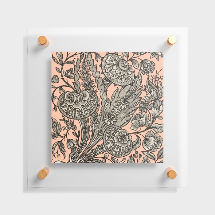 Pink Victorian Floral  Floating Acrylic Print