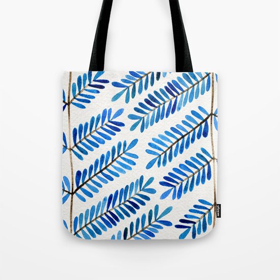 Blue Leaflets Tote Bag