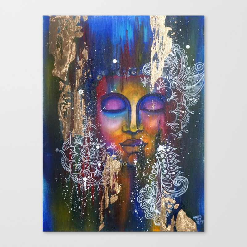 Meditating Buddha With Gold Leaf Canvas Print By Artyshils Society6