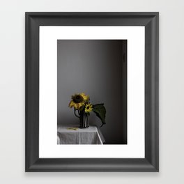 Still life Sunflowers on striped vase Framed Art Print