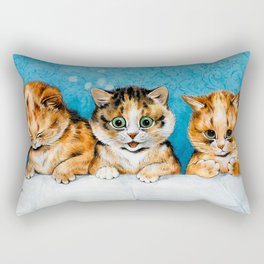Three Sweet Little Kittens, Din-din Please! by Louis Wain Rectangular Pillow