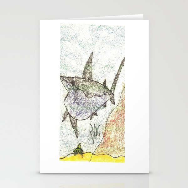 Great White Shark On The Ocean Floor Stationery Cards By Ryanvangogh