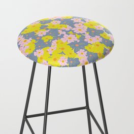 Pastel Spring Flowers Ombre Yellow Bar Stool