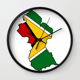 Guyana Map with Guyanese Flag Wall Clock | American, Atlantic, Jimjones, Flags, Guyanese, Caribbean, Caribbeansea, Amazonriver, Amazon, Rainforest 