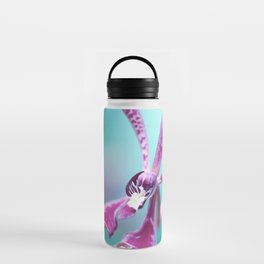 Orchid In Purple And Turquoise Blue  Water Bottle