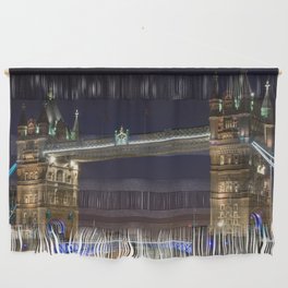 Great Britain Photography - The Famous Tower Bridge In London At Night Wall Hanging