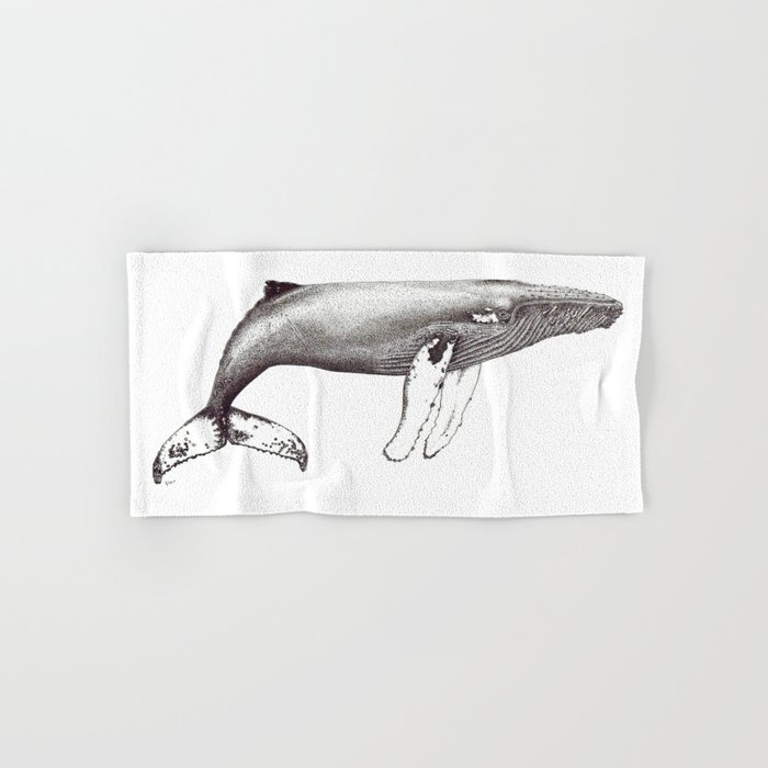 Humpback whale black and white ink ocean decor Hand & Bath Towel