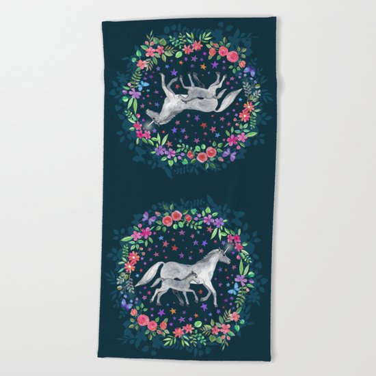Mama and Baby Unicorn Beach Towel