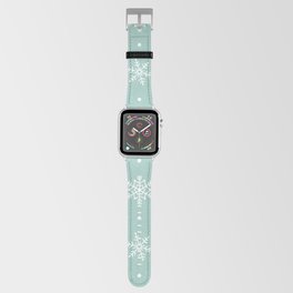 Christmas Pattern Turquoise White Snowflake Apple Watch Band