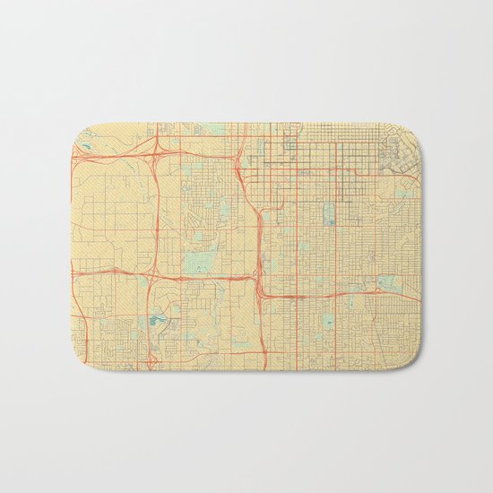 Salt Lake City Map Retro Bath Mat