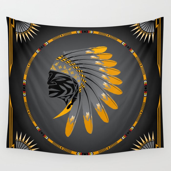 Honor and Strength Yellow Wall Tapestry