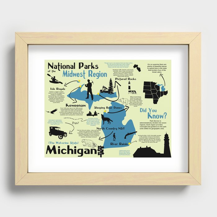 Michigan National Parks Infographic Map Recessed Framed Print By Michigan National Parks Infographic Map Recessed Framed Prints