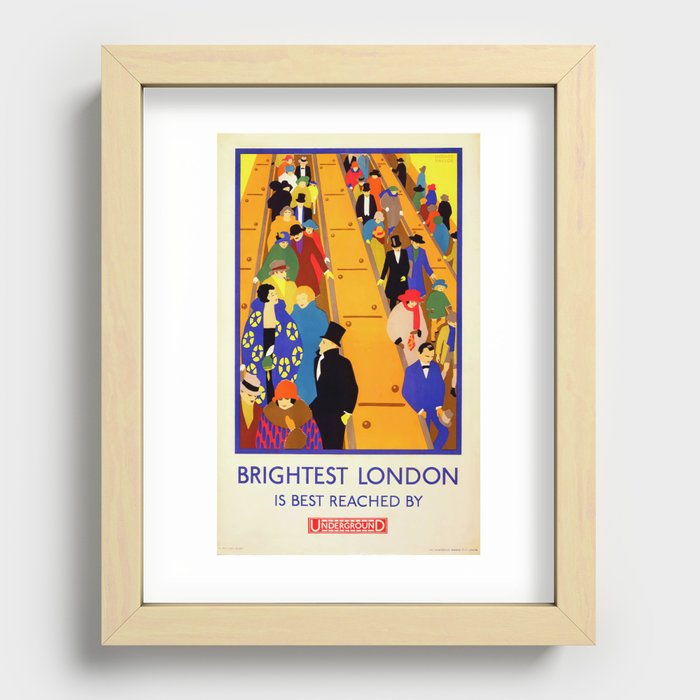 "Brightest London is Best Reached" (1 in a set of 2), vintage lithograph poster, cleaned & restored Recessed Framed Print