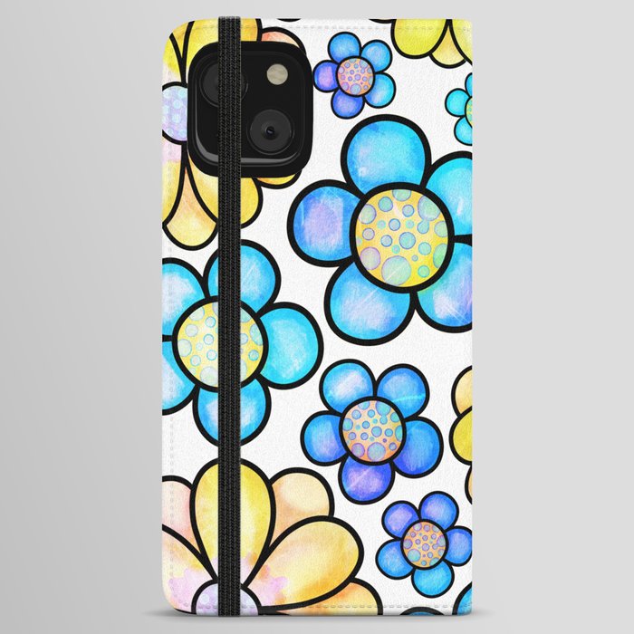 Doodle Daisy Flower Pattern 22 iPhone Wallet Case