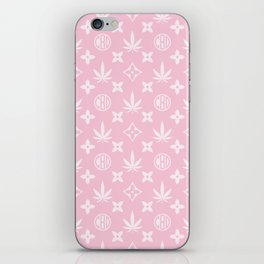 Pink Marijuana tile pattern. Digital Illustration background iPhone Skin