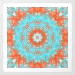 Orange and Blue Mandala painting Art Print