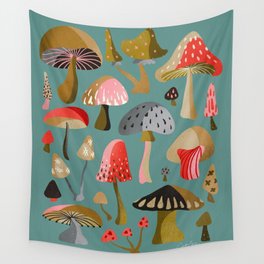 Mushroom Collection – Mint Wall Tapestry