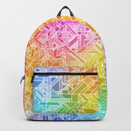 Bright Gradient (Hot Pink Orange Green Yellow Blue) Geometric Pattern Print Backpack