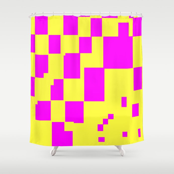 Egg Yellow-Fuchsia City Scapes Abstract Shower Curtain
