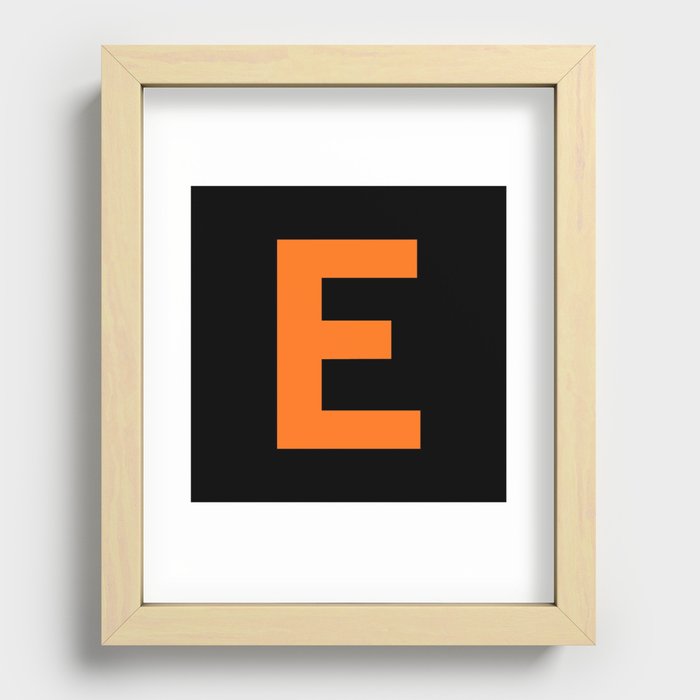 Letter E (Orange & Black) Recessed Framed Print