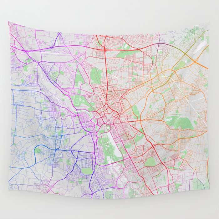 Hanover City Map of Lower Saxony, Germany - Colorful Wall Tapestry