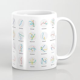 Mini Metros - U.S. and Canada (Color) Coffee Mug | Pattern, Vector, Collage, Digital 