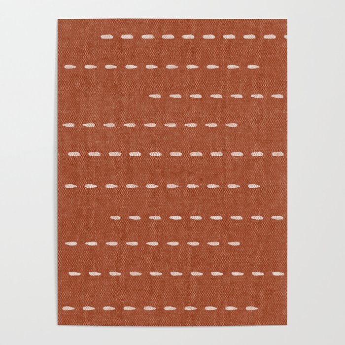 boho stitched stripes - ginger Poster