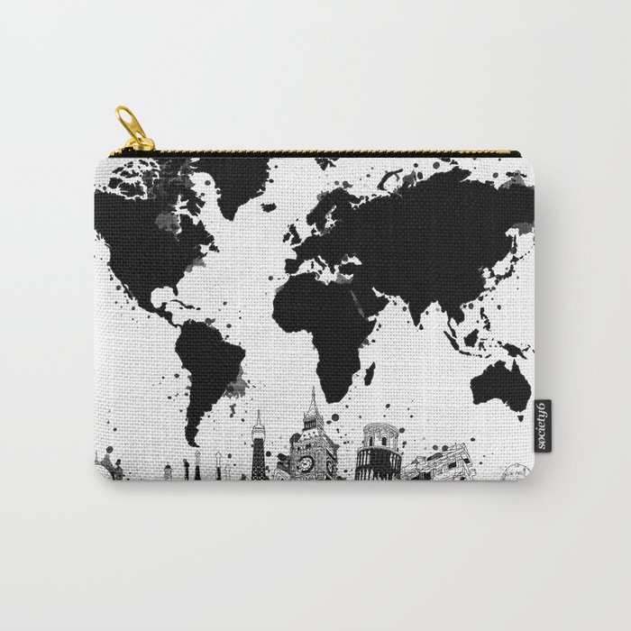 world map city skyline 4 Carry-All Pouch