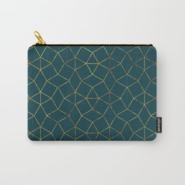 Teal and Gold Crystal Pattern Art Print Carry-All Pouch