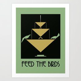 Feed the birds green and amber Art Print