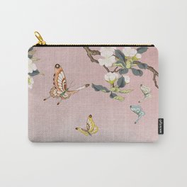 Butterflies and pear blossoms E : Minhwa-Korean traditional/folk art Carry-All Pouch | Nature, Love, Butterfly, Digital, Painting, Handdrawn, Oriental, Charm, Floral, Decoration 