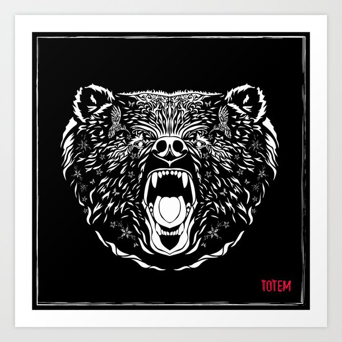 Grizzly Bear Totem Art Print by NataliSven | Society6