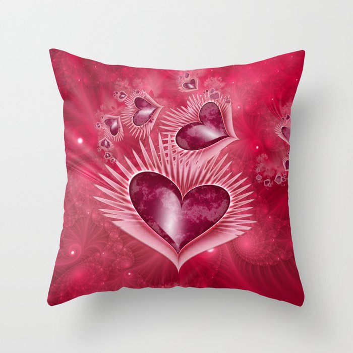 Girly Pink Hearts Throw Pillow by kirstenstar Society6