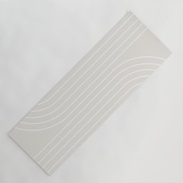 Minimal Line Curvature XI Natural Off White Mid Century Modern Arch Abstract Yoga Mat